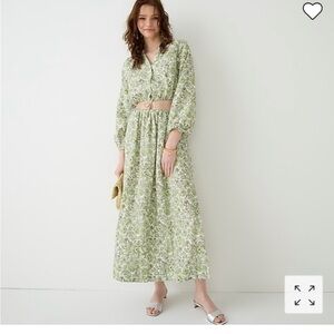 J Crew 100% Linen Cropped Top Tie Waist Tossed Floral Sz XL Button Front Peasant